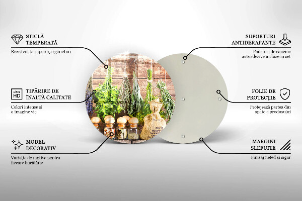 Skärbräda glas unik Örter kryddor och trä