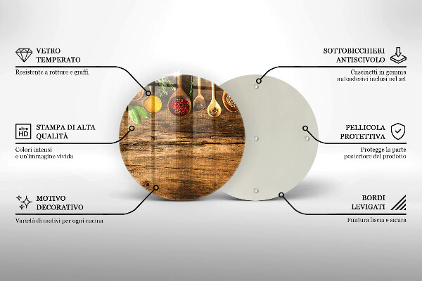 Skärbräda glas unik Träskedar av kryddor