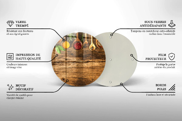 Skärbräda glas unik Träskedar av kryddor
