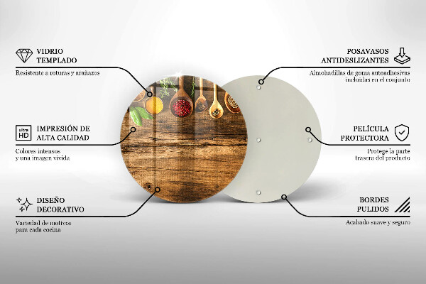 Skärbräda glas unik Träskedar av kryddor