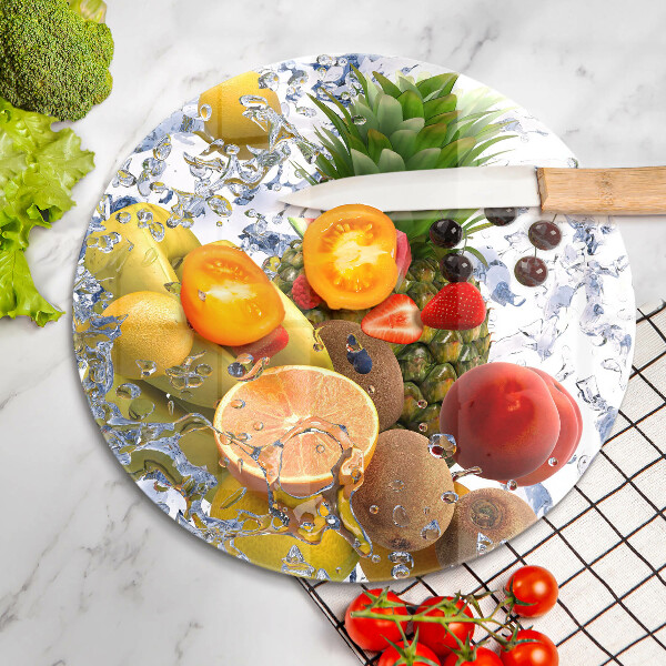 Skärbräda glas unik Saftig frukt och vatten