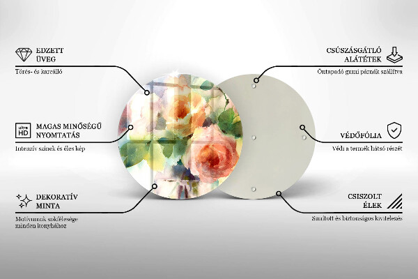 Skärbräda glas unik Målade blommor