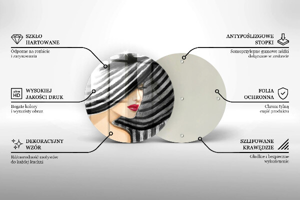 Skärbräda glas unik Kvinna i hatt