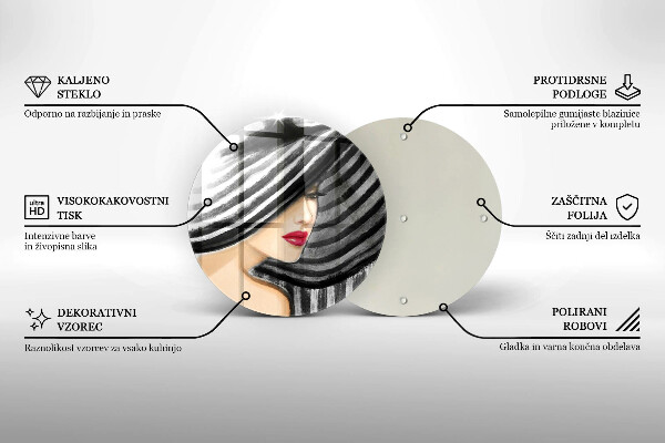 Skärbräda glas unik Kvinna i hatt