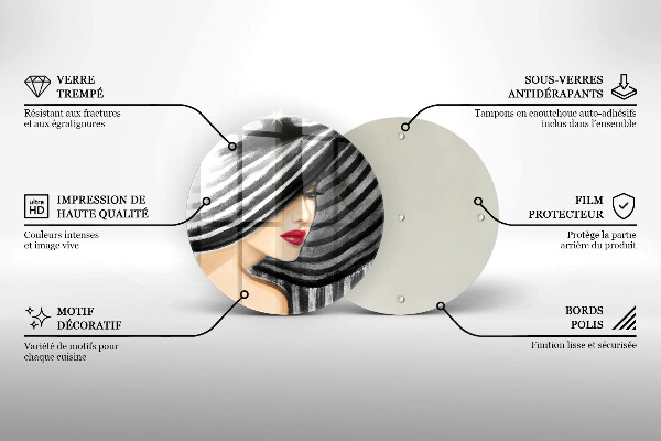 Skärbräda glas unik Kvinna i hatt