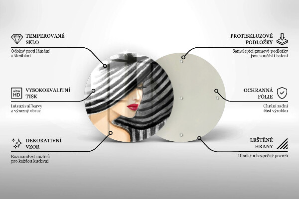 Skärbräda glas unik Kvinna i hatt