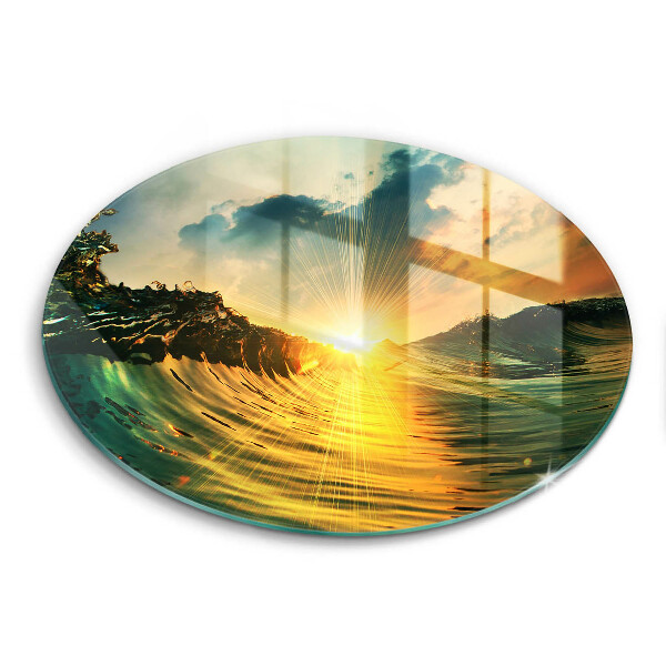 Skärbräda glas unik Våg och solnedgång