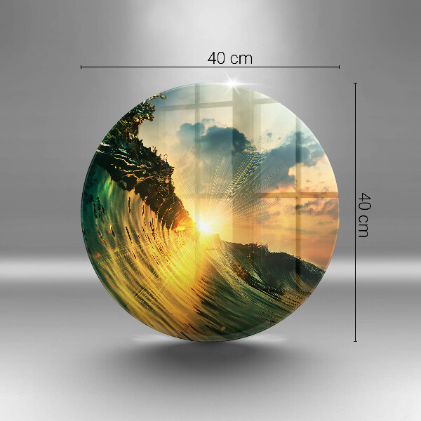 Skärbräda glas unik Våg och solnedgång