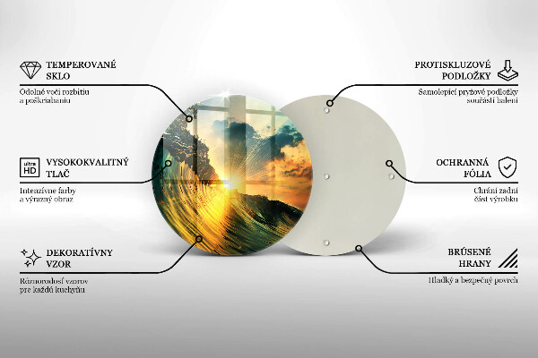 Skärbräda glas unik Våg och solnedgång