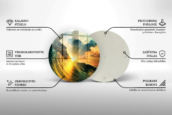 Skärbräda glas unik Våg och solnedgång