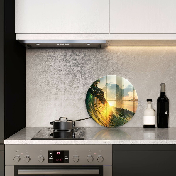 Skärbräda glas unik Våg och solnedgång