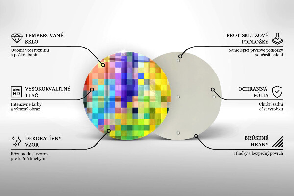 Skärbräda glas unik Färgglada pixel rutor