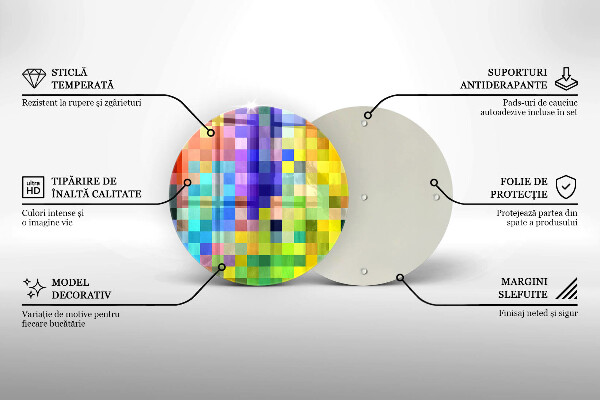 Skärbräda glas unik Färgglada pixel rutor