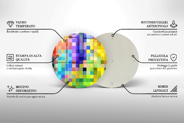 Skärbräda glas unik Färgglada pixel rutor