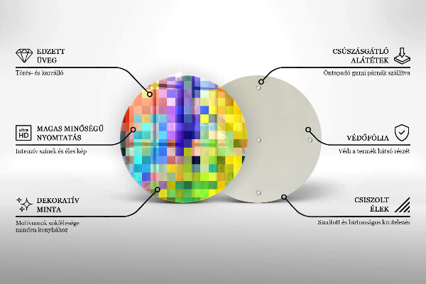 Skärbräda glas unik Färgglada pixel rutor