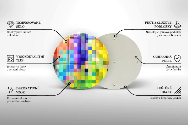 Skärbräda glas unik Färgglada pixel rutor