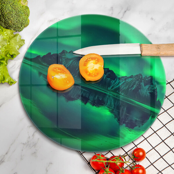 Skärbräda glas unik Norrskenslandskap