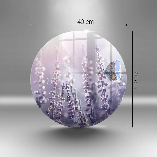 Skärbräda glas unik Vildblommor och fjäril