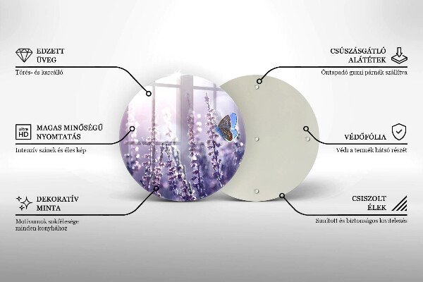 Skärbräda glas unik Vildblommor och fjäril
