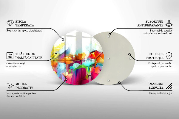 Skärbräda glas unik Målade blommor