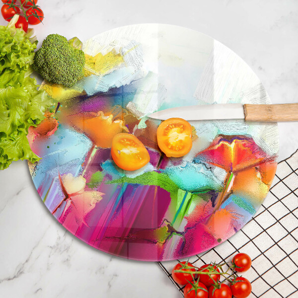 Skärbräda glas unik Målade blommor