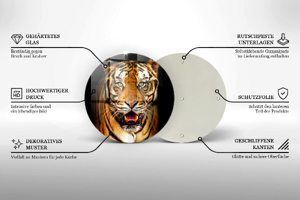 Skärbräda glas unik Vild djur tiger