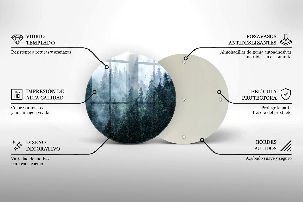 Skärbräda glas unik Skogsträd och dimma