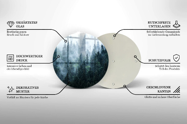 Skärbräda glas unik Skogsträd och dimma