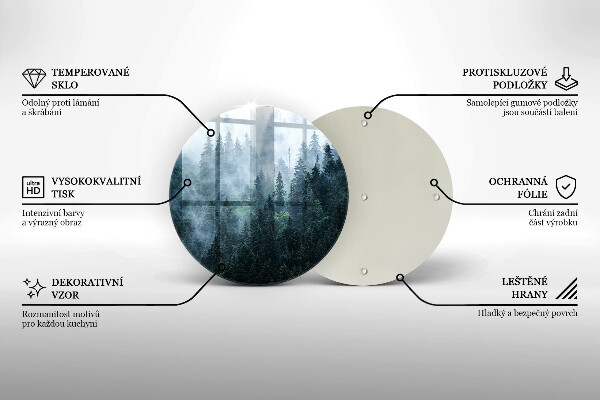 Skärbräda glas unik Skogsträd och dimma