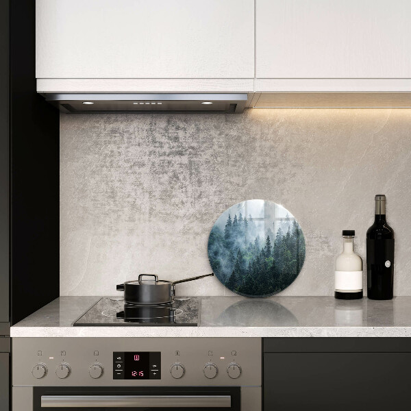 Skärbräda glas unik Skogsträd och dimma