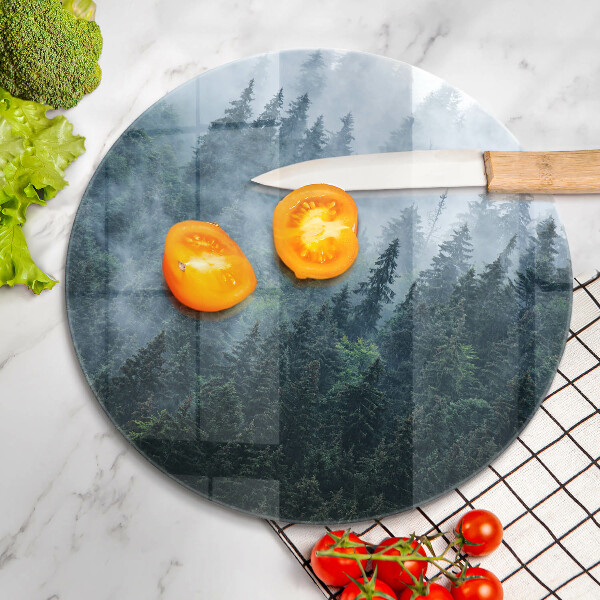 Skärbräda glas unik Skogsträd och dimma