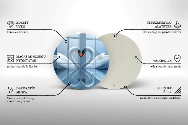 Skärbräda glas unik Två svanhjärtan