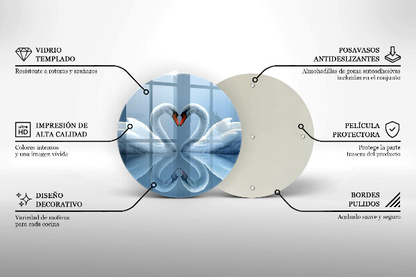 Skärbräda glas unik Två svanhjärtan