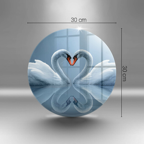 Skärbräda glas unik Två svanhjärtan