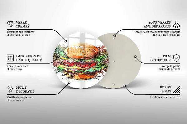 Skärbräda glas unik Hamburgerteckning