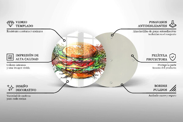 Skärbräda glas unik Hamburgerteckning