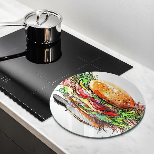 Skärbräda glas unik Hamburgerteckning