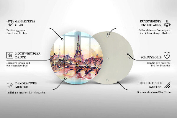 Skärbräda glas unik Landskap av Paris Eiffeltorn