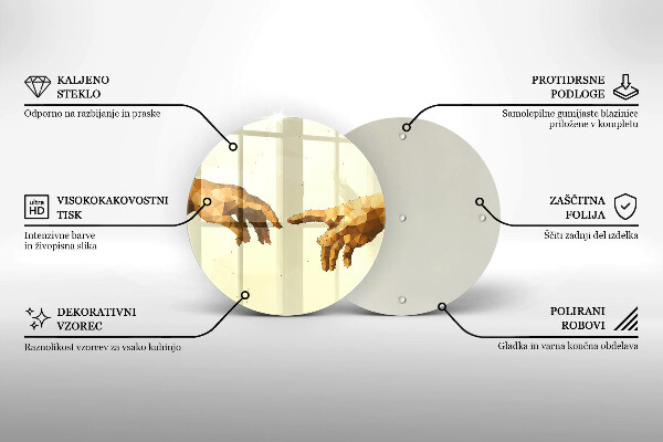 Skärbräda glas unik Skapandet av Adams händer