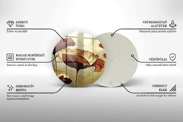 Skärbräda glas unik Målade bohoblommor
