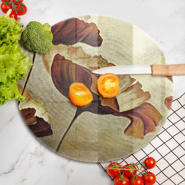 Skärbräda glas unik Målade bohoblommor