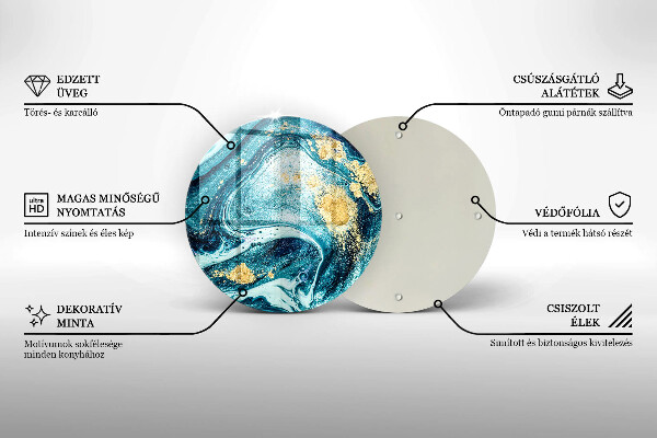 Skärbräda glas unik Blå guld abstraktion