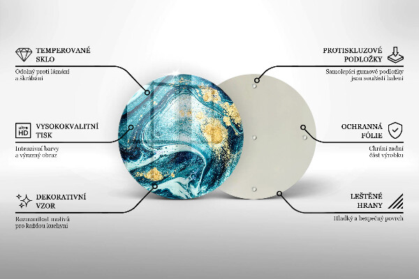 Skärbräda glas unik Blå guld abstraktion