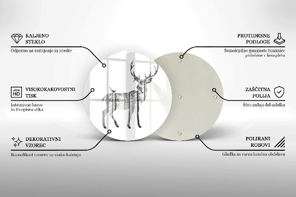 Skärbräda glas unik Rådjur och skog illustration
