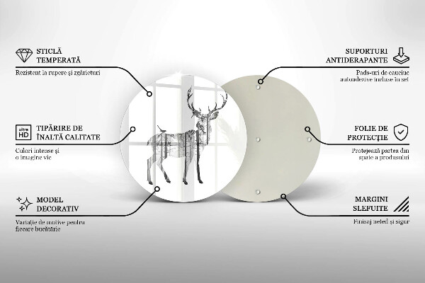 Skärbräda glas unik Rådjur och skog illustration