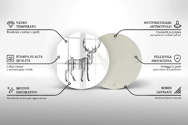 Skärbräda glas unik Rådjur och skog illustration