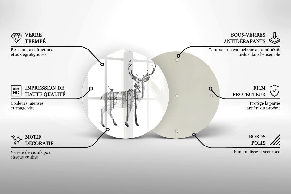 Skärbräda glas unik Rådjur och skog illustration