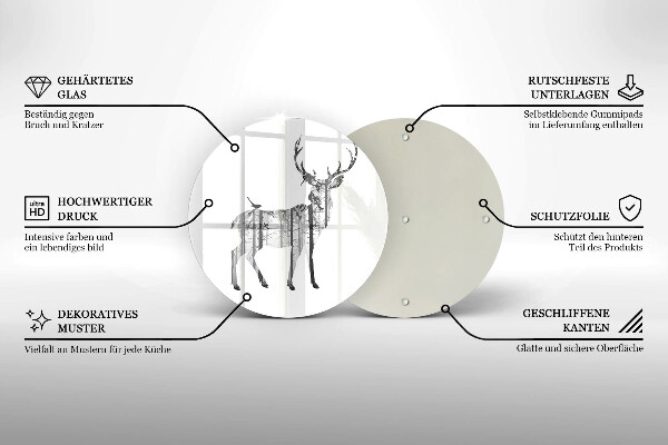 Skärbräda glas unik Rådjur och skog illustration