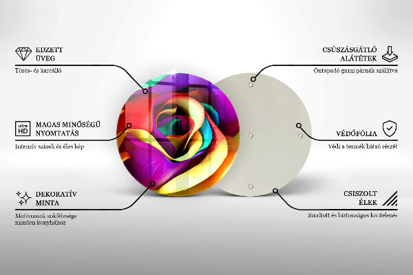 Skärbräda glas unik Färgglada rosenblad