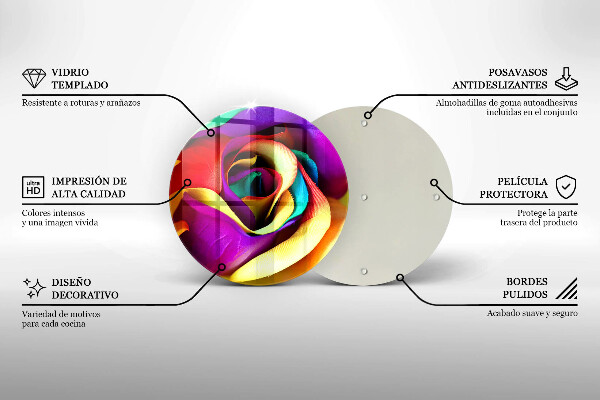 Skärbräda glas unik Färgglada rosenblad
